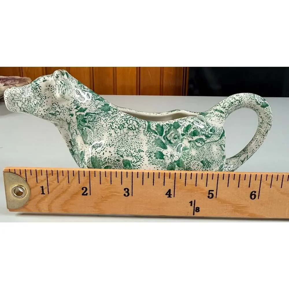 Vintage Laura Ashley Chintzware Green Cow Creamer Staffordshire England 1989